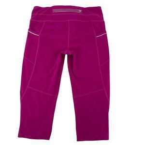 Athleta Magenta Dobby Be Free Knicker Sz XS Capri Leggings Pockets Reflective